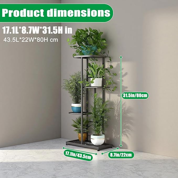 LINZINAR Plant Stand Indoor Outdoor Corner 4 Tier Metal Plant Shelf Patio Plant - Image 6