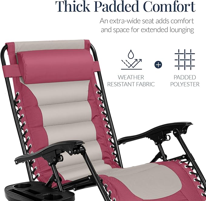 Best Choice Products Oversized Padded Zero Gravity Chair, Folding Outdoor Patio - Image 5