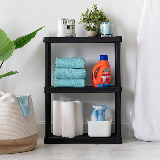 IRIS USA 3-Shelf Light Duty Plastic Storage Shelves, 150lb Capacity, Medium - Image 10
