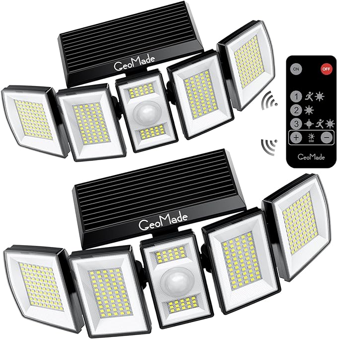 Solar Outdoor Lights, Flood Light Motion Sensor & Dusk to Dawn, Solar by GeoMade
