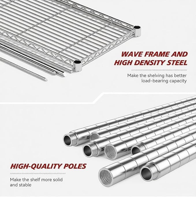 Xcity Storage Shelves, 6 Tier Heavy Duty Metal Shelving Unit, 2400 LBS Capacity - Image 4