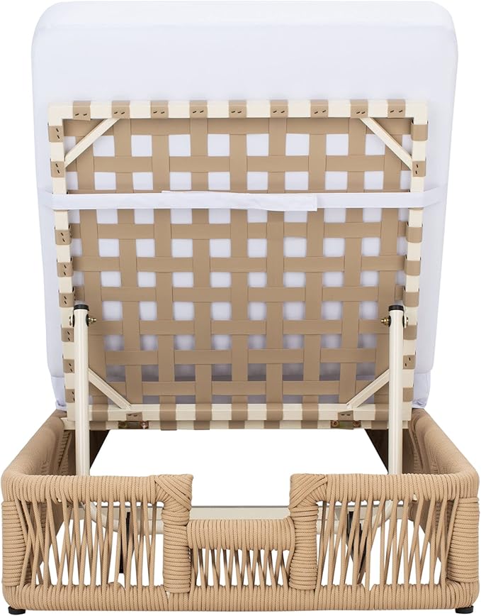 SAFAVIEH Outdoor Collection Gillian Tan Rope/White Cushion Chaise Lounge Chair - Image 5