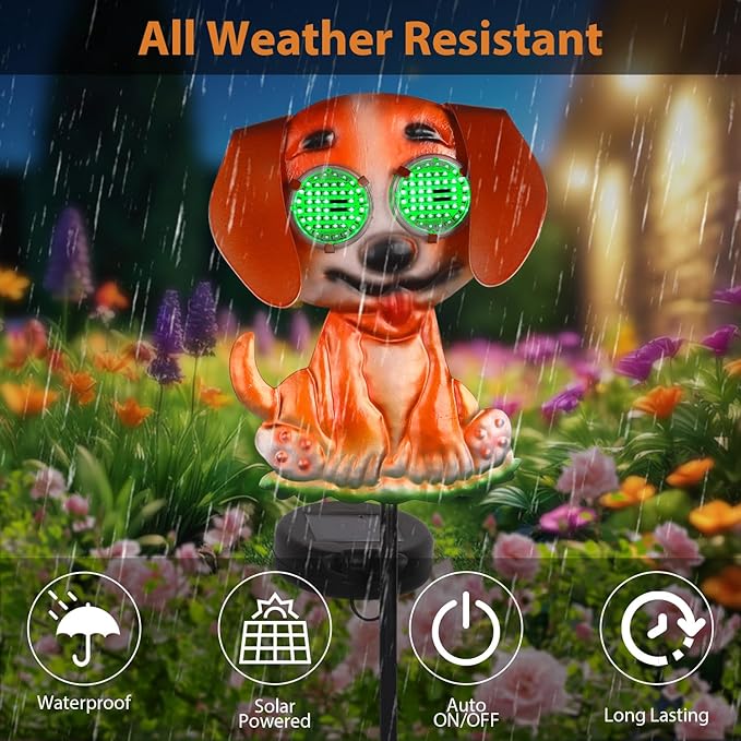 Dog Solar Garden Stakes with Cute Moving Eyeball Lights - Image 4