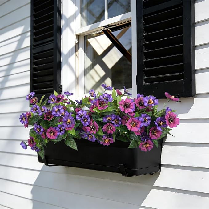 Fake Artificial Flowers for Outdoors Decoration, 4 Bundles Silk Faux Spring - Image 4