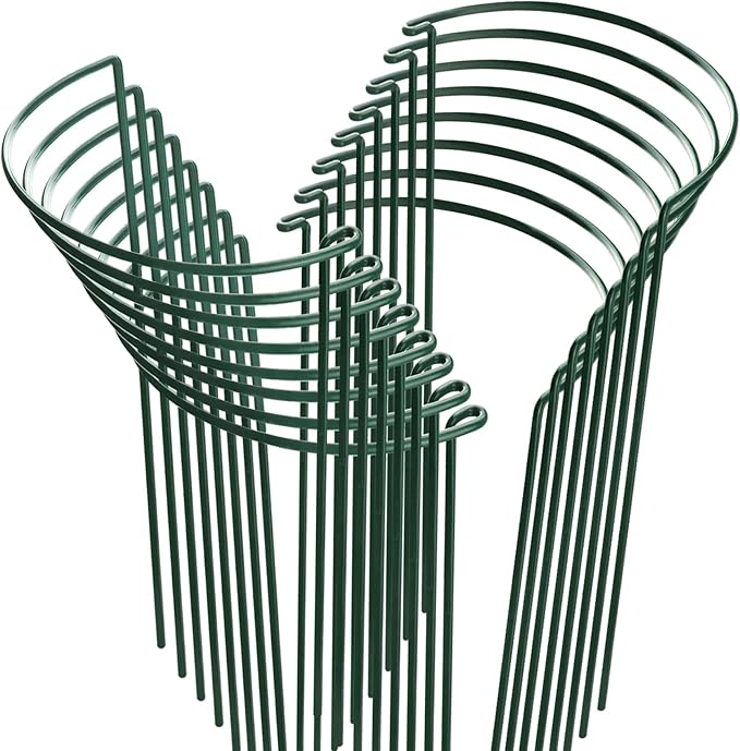 HiGift 16 Pack Plant Support Stakes, Half Round Metal Garden Plant Stake Indoor by HiGift