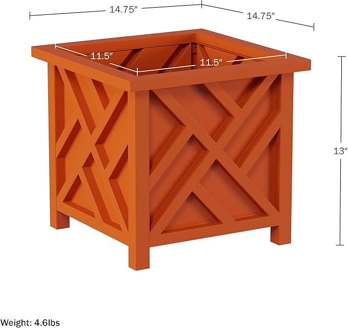 Pure Garden Lattice Design Planter Box 2-Pack – 14.75-Inch Decorative Outdoor - Image 5