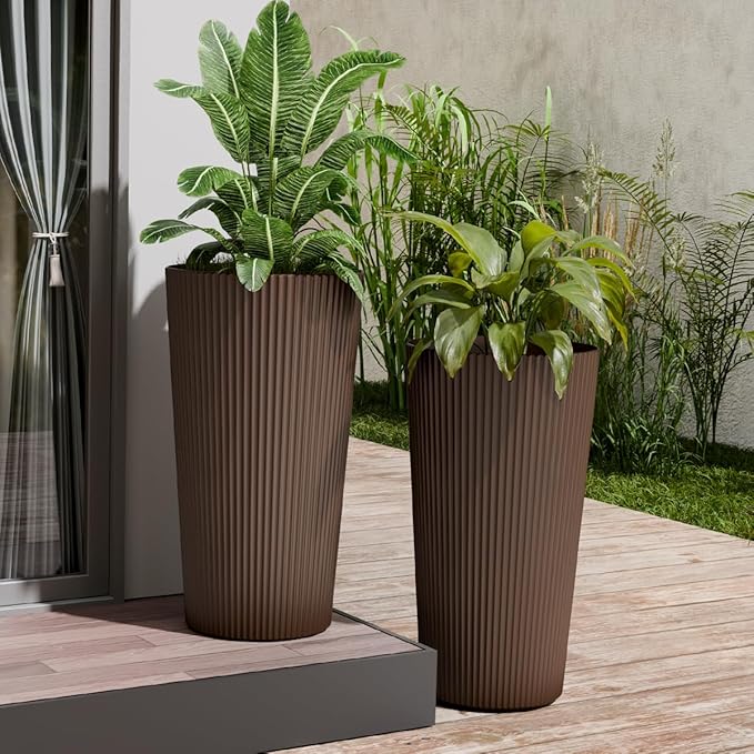23.6" Tall Planters for Outdoor Plants, Large Outdoor Planters for Front Porch by Outdoorchairs