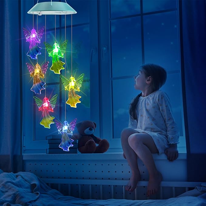 Toodour Solar Wind Chimes, Color Changing Angel Wind Chimes, LED Decorative - Image 5