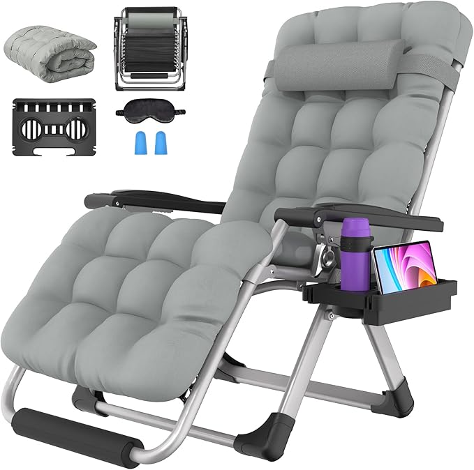 Suteck Oversized Zero Gravity Chair, 29In XL Outdoor Recliner Chair w/Removable by Suteck