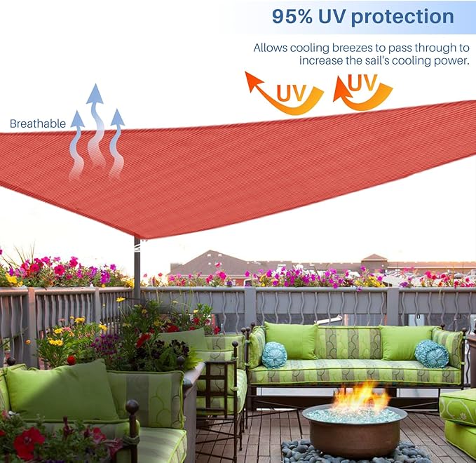 E&K Sunrise 13' x 13' x 13' Sun Shade Sail Triangle Canopy Shade Cover UV Block - Image 5