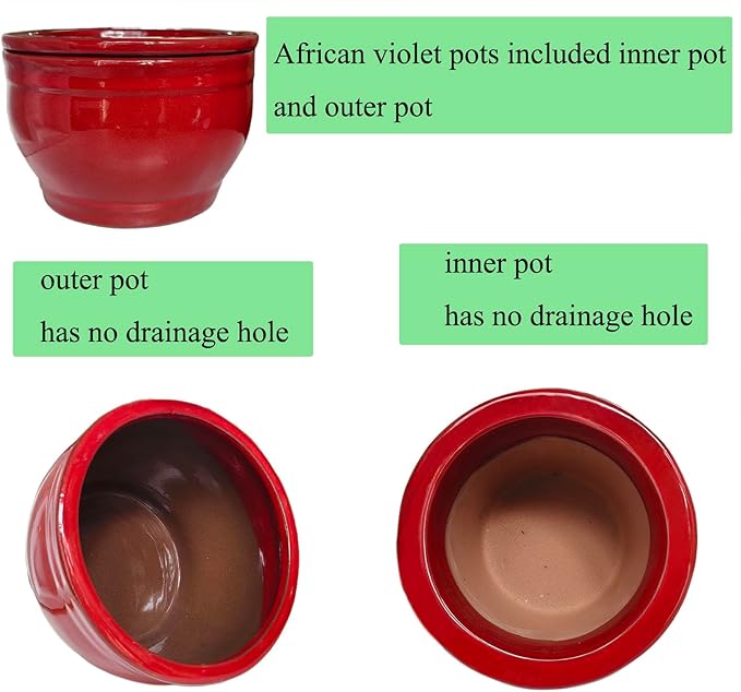 African Violet Pots Self Watering Round Ceramic Violet Pot - Image 4