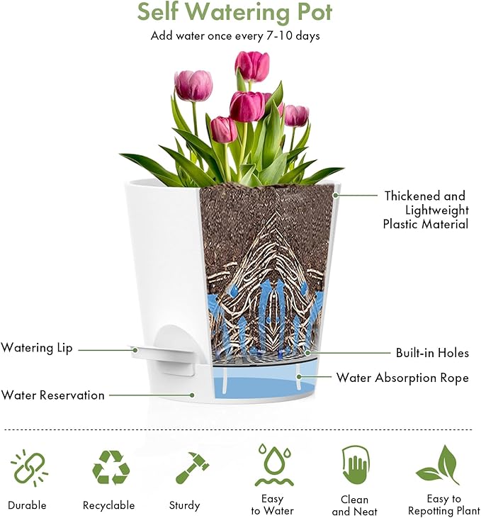 7/6.5/6/5.5/5/4 inch Self Watering Pots - Image 5