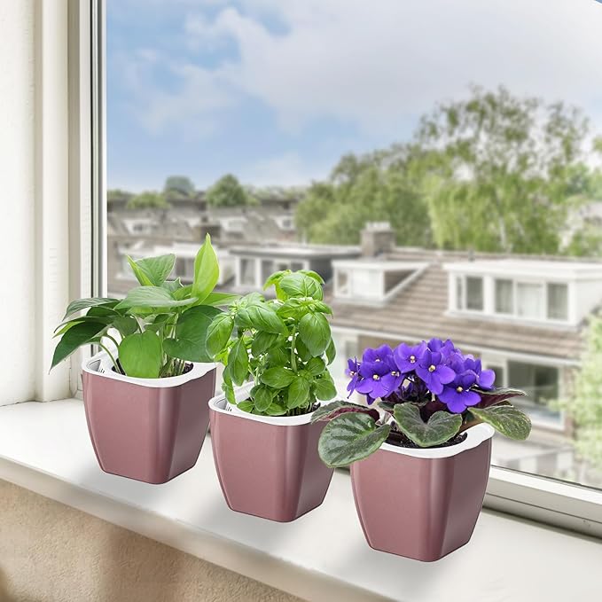 4 Pack Self Watering Pots 4-inch Decorative Flower Planters - Image 8