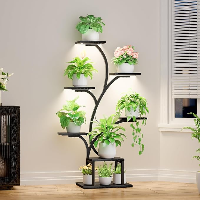Plant Stand Indoor with Grow Lights, 7 Tiered Indoor Plant Shelf, Metal Plant - Image 7