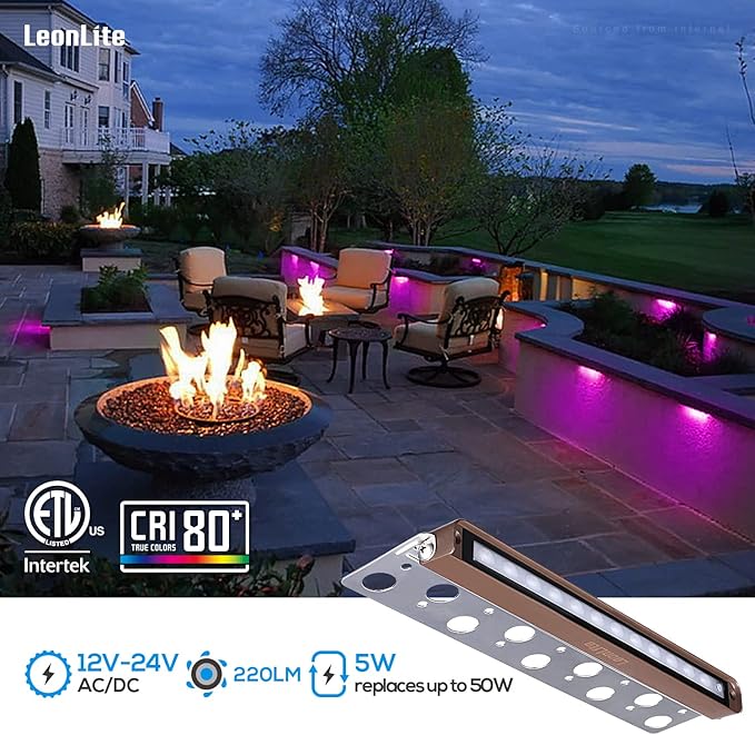 LEONLITE 8-Pack Premium Series RGB 12 Inch 5W LED Retaining Wall Lights Swivel - Image 3