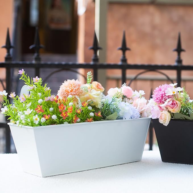 Wall Hanging Planters for Outdoor Plants 16 Inch Large Metal Fence Pots - Image 7
