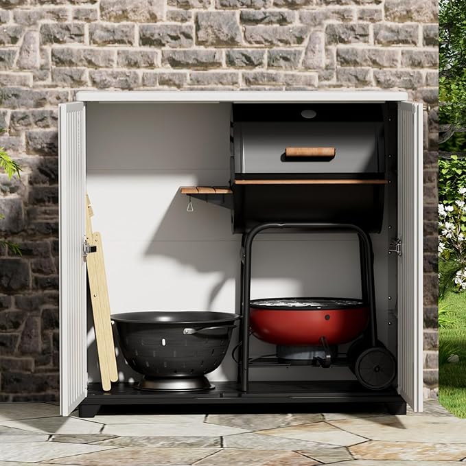 ADDOK Indoor Outdoor Plastic Storage Cabinet 34"x15"x34", Outdoor Storage Shed - Image 3