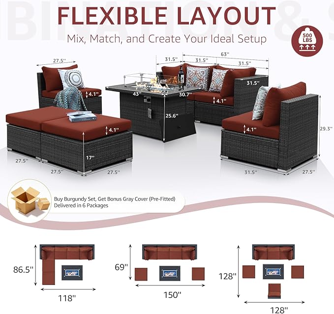 NICESOUL 7 Piece Oversized Patio Furniture Sofa Set - Image 4