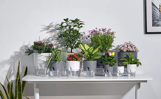 Self Watering Planter for Indoor Plants, 2 Pack 9.3 Inch Flower Pot Modern - Image 5
