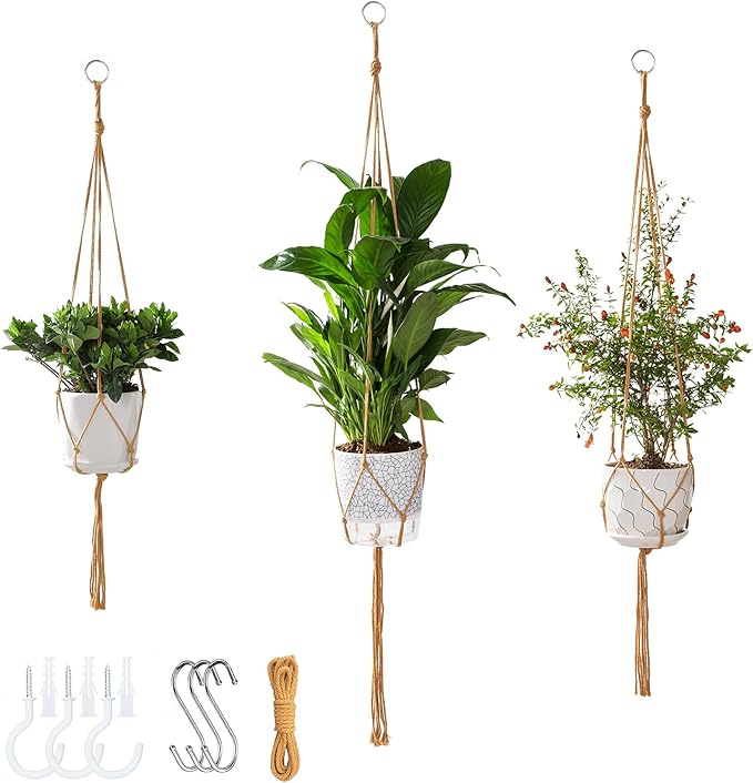 3 Pack Macrame Plant Hanger Indoor, 35 41 47 Inch Handmade Boho Hanging Planter by Unknown