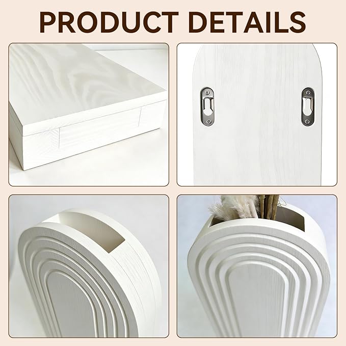 2 Pack Wooden Wall Vase Set, Boho Hanging Planter - Image 6