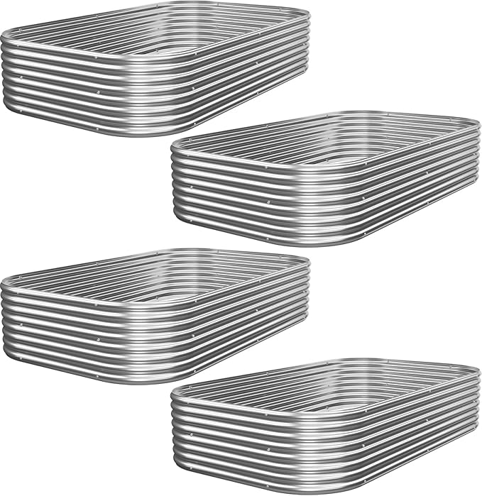 4 PCS 6x3ft Galvanized Raised Garden Bed Outdoor, Metal Garden Bed by Mostmahes