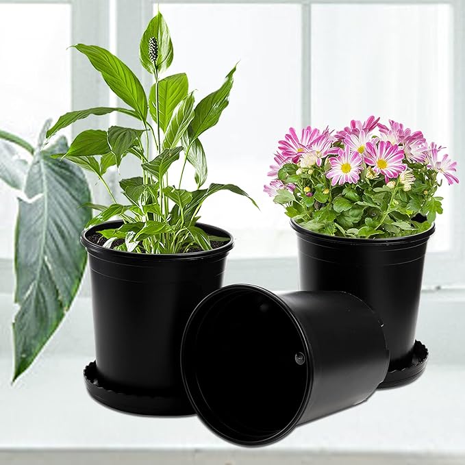 Fasmov 10PCS 1 Gallon Durable Nursery Pot Garden Flower Pots Nursery Plant - Image 4