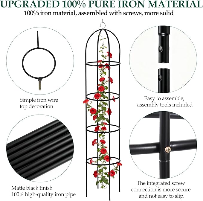 100% Metal Obelisk Trellis for Climbing Plants Outdoor Garden Tower Trellis - Image 3