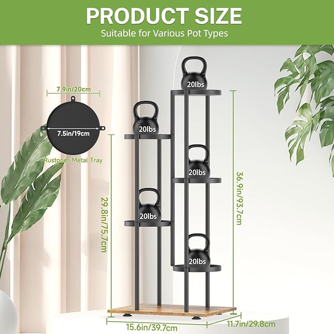 iDavosic.ly 5 Tier Plant Stand Indoor Outdoor, Tiered Corner Multiple Flower - Image 3