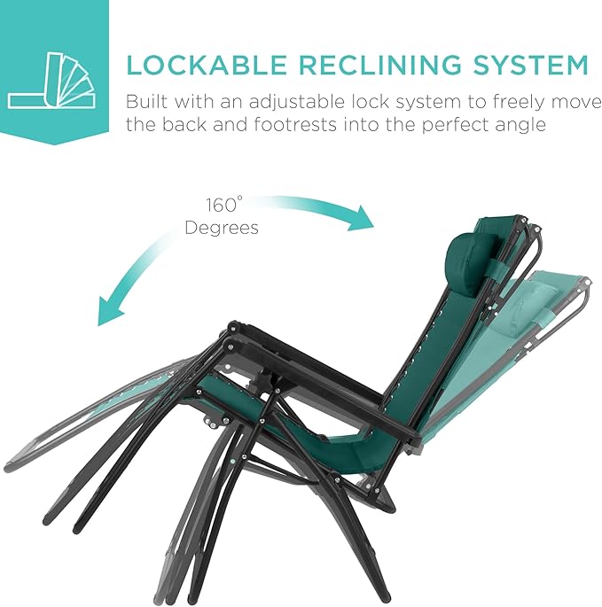 Best Choice Products 30” Wide Folding Zero Gravity Outdoor Recliner Patio - Image 6