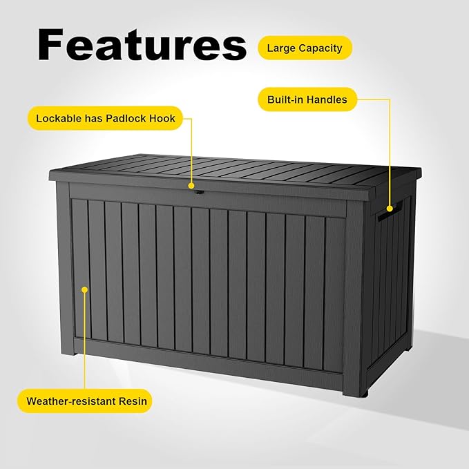 280 Gallon Outdoor Storage Box, Large Resin Deck Box - Image 3