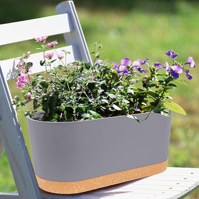 QCQHDU 16" L x 7.6" W x 7" H Window Planter Box, 2 Pack Self Watering Pots - Image 6