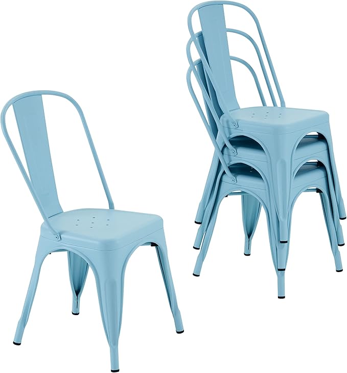Nazhura Metal Dining Chair Farmhouse Tolix Style by NazhuraGoodCompanionAtHome