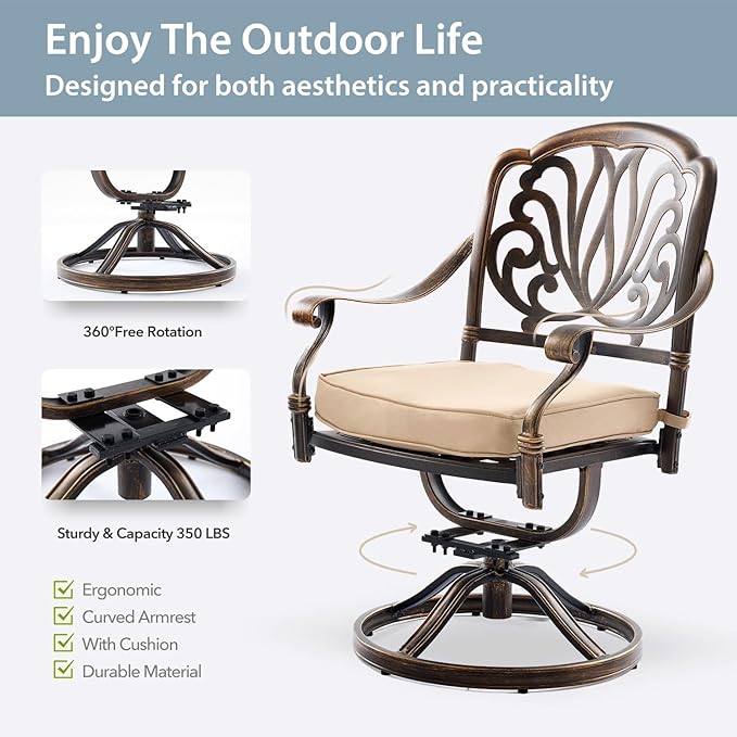 5-Piece Cast Aluminum Patio Furniture, Patio Dining Set - Image 5