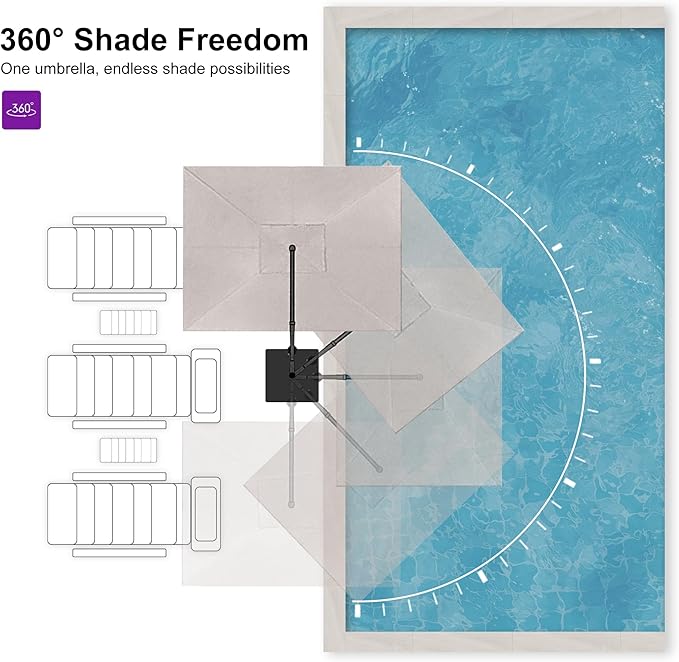 PURPLE LEAF Patio Umbrella 10' X 13' Rectangle Cantilever Umbrella - Image 5