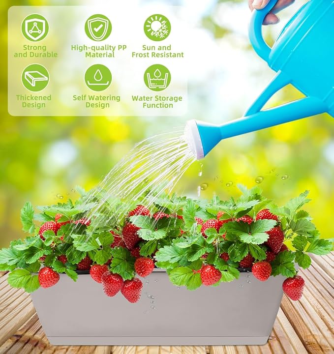 Window Box Planter, 7 Pack Plastic Vegetable Flower Planters Boxes 17 Inches - Image 4