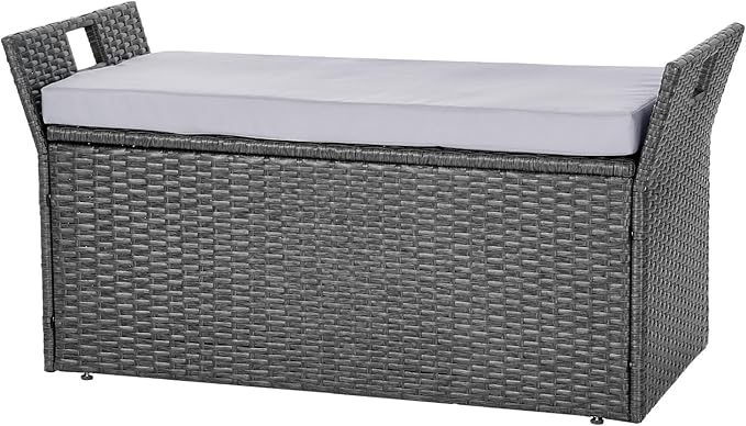 VEVOR Outdoor Storage Bench, 2-Person PE Rattan Storage Bench, 40 Gal Deck Box - Image 9