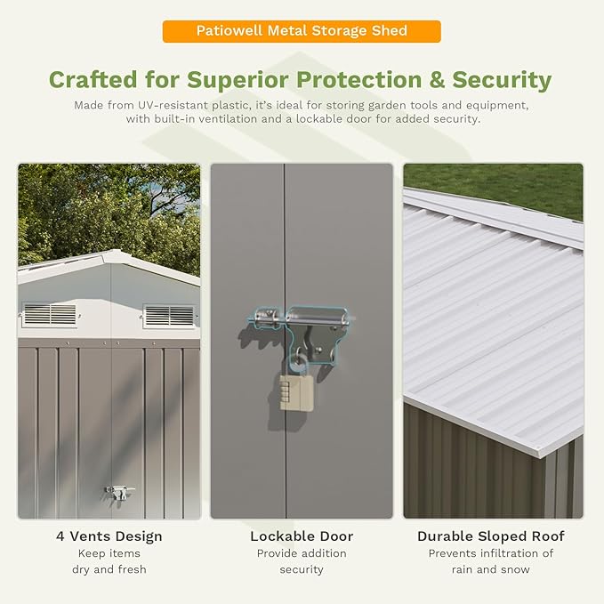 Patiowell 10 x 12 FT Metal Storage Shed - Image 3