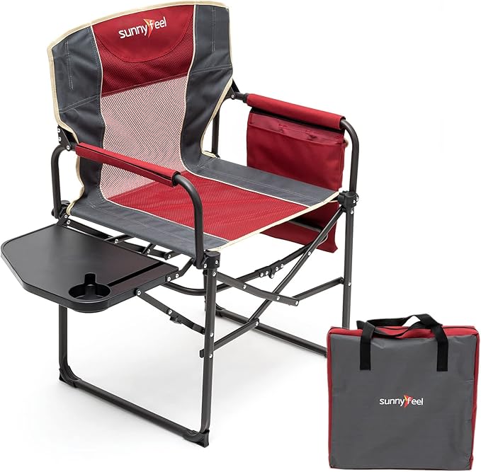 SUNNYFEEL Camping Directors Chair, Heavy Duty, Oversized Portable Folding Chair by SunnyFeelCamping