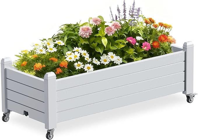 Raised Garden Bed with Wheels, 21 Gallon Self-Watering Outdoor Raised Planter by OutdoorLivingPerfected