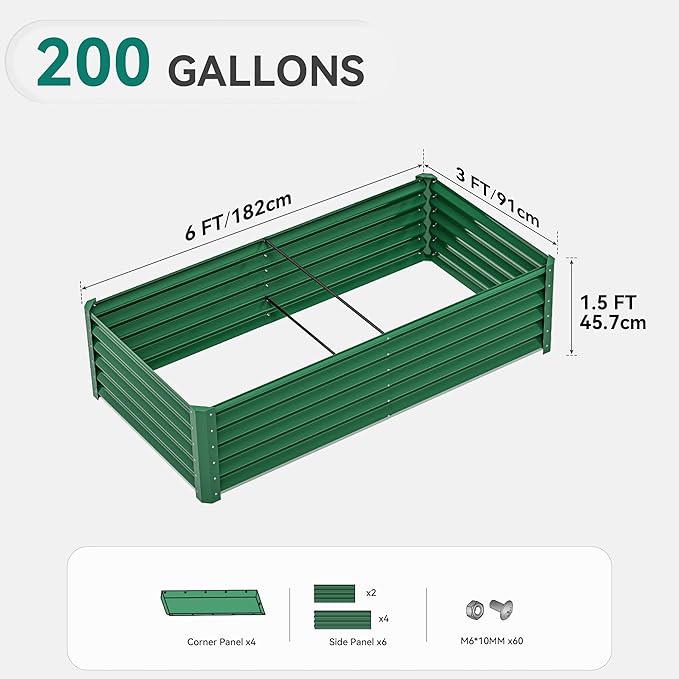 YITAHOME 6x3x1.5 2pcs Large Raised Garden Bed Kit, Galvanized Metal Planter Box - Image 9