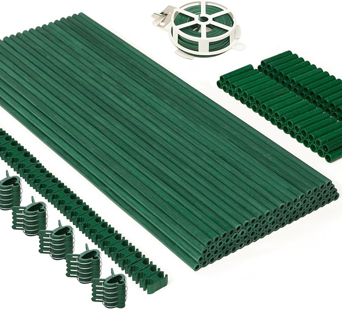 MAXPACE 249pcs Garden Stakes Kit: Includes 80 Sets of Fiberglass Plant Sticks by MAXPACE