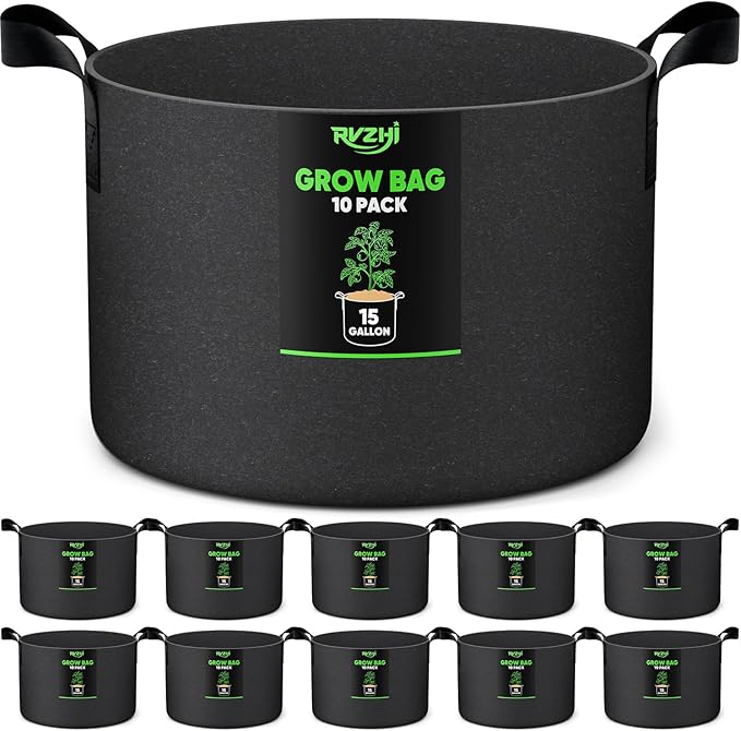15 Gallon 10-Pack Plant Grow Bags: 350G Thickened Nonwoven Potato Grow Bags by RVZHI