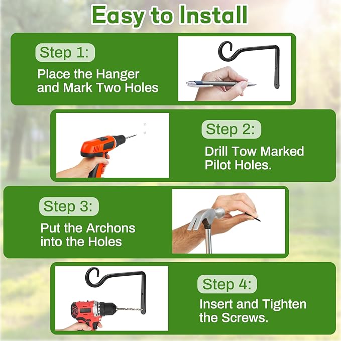 Plant Hangers Outdoor 2 Pack 10 Inch Metal Hanging Plant Bracket Metal Hanging - Image 5