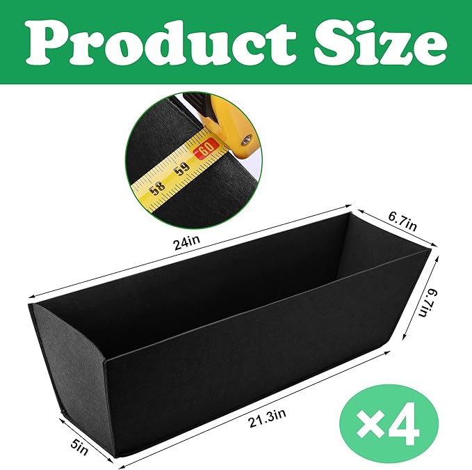 Adnee 4 Pcs 24 Inch Fabric Plant Window Box Liners-Rectangular Non-Woven - Image 2