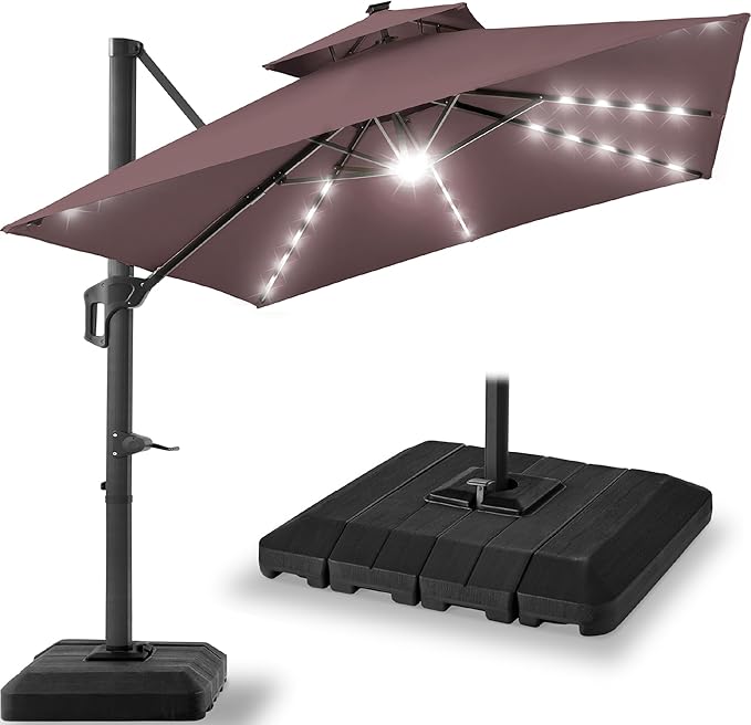 Best Choice Products 12x12ft LED Cantilever Patio Umbrella w/Base Included & by BestChoiceProducts