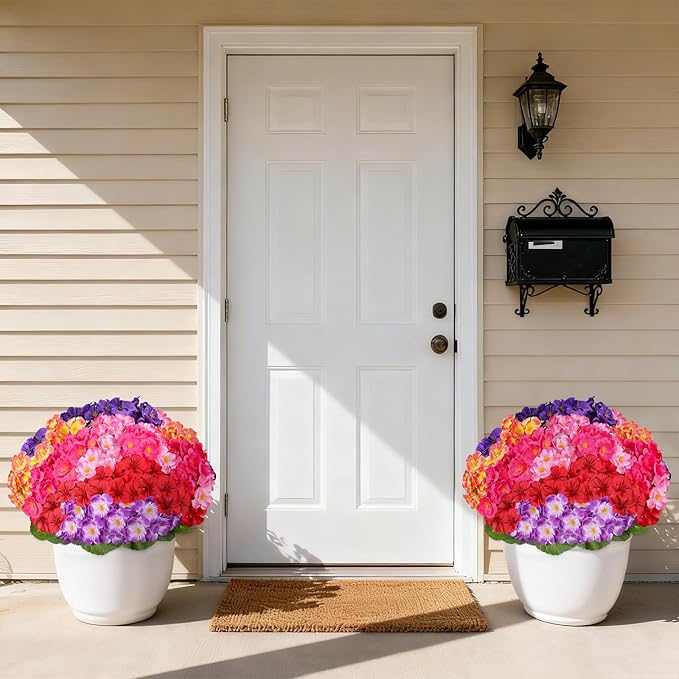 Artificial Geraniums Flowers for Outdoors, 6 Bundles Realistic Silk Fake - Image 4
