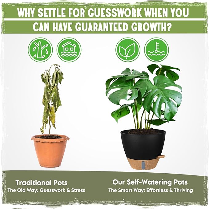 Self-Watering Pots for Indoor Plants 4 Pack, 6/8/10/12 Inch Outdoor Planters - Image 6