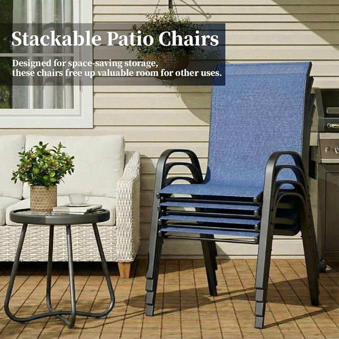 MAMIZO Patio Dining Chairs, Stackable All Weather Teslin Chair, Heavy Duty - Image 8