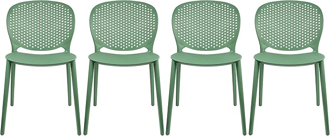 2xhome Set of 4 Patio Dining Chairs | Modern Stackable Outdoor Pool Side Chair by 2xhome
